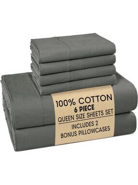 Cozy Queen Size Sheet Set - 6 Piece Soft Breathable Cooling Sheets, 15" Deep